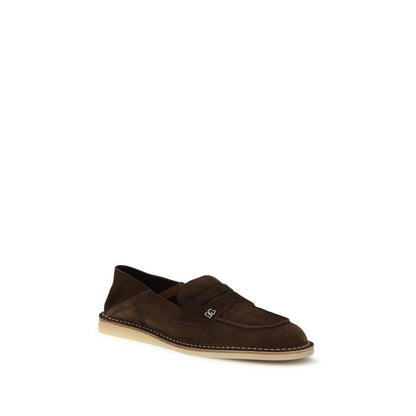 Mocasines sin cordones de piel de becerro marrón Bos Taurus de Dolce & Gabbana
