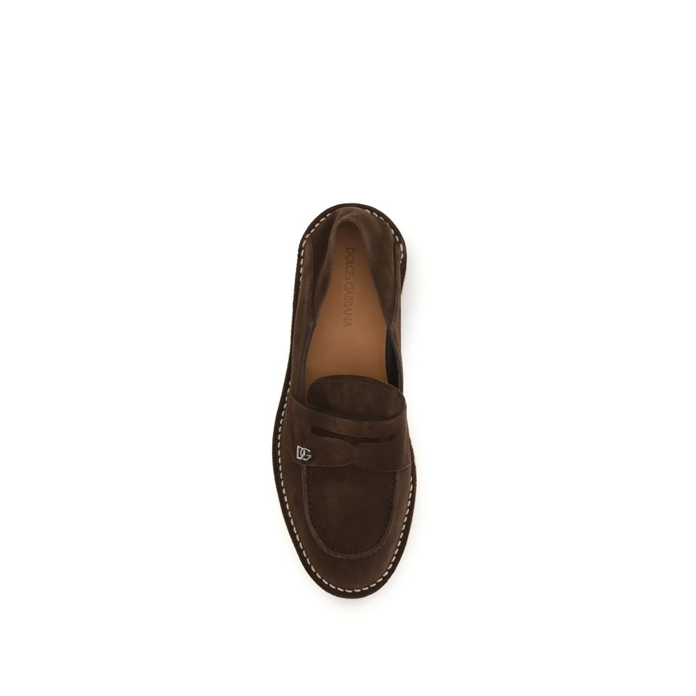 Mocasines sin cordones de piel de becerro marrón Bos Taurus de Dolce & Gabbana