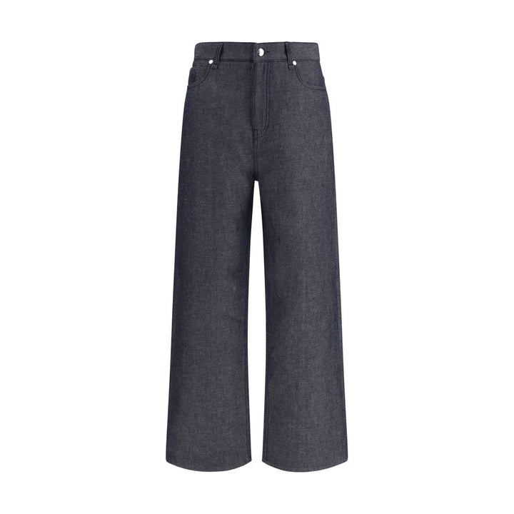 Fendi Blue Linen Relaxed Fit Jeans