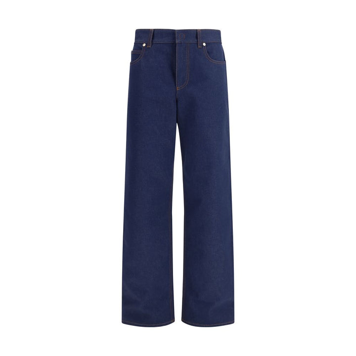 Vaqueros de pierna recta de algodón azul Fendi