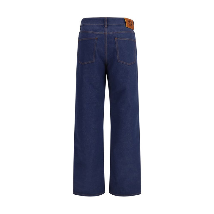 Vaqueros de pierna recta de algodón azul Fendi