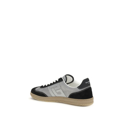Balmain Gray Calf Leather Bos Taurus Low Top Sneakers