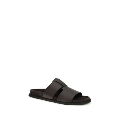 Sandalias planas Dolce & Gabbana de piel de becerro marrón Bos Taurus