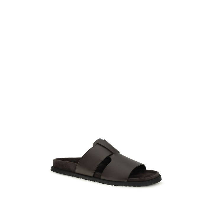 Sandales plates Dolce & Gabbana en cuir de veau marron Bos Taurus