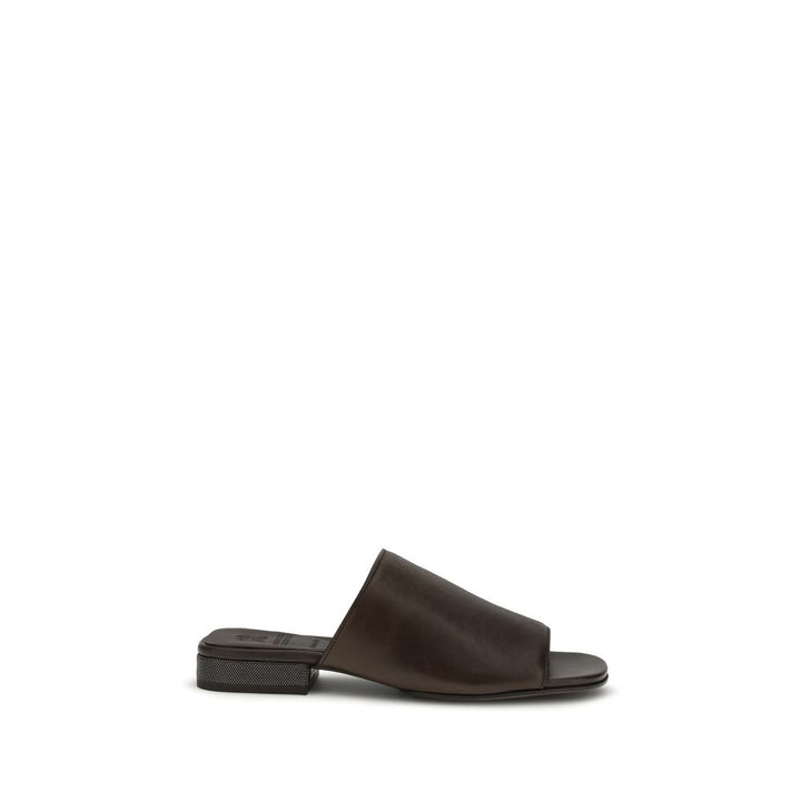 Brunello Cucinelli Sandalias de piel de ternera marrón Bos Taurus
