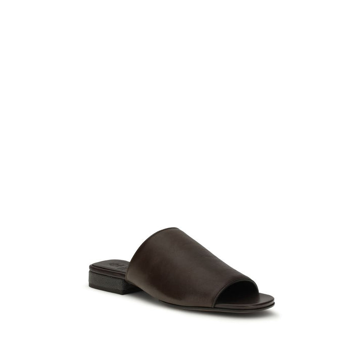 Brunello Cucinelli Sandalias de piel de ternera marrón Bos Taurus