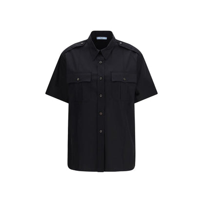 Camisa de manga corta de algodón negra Prada