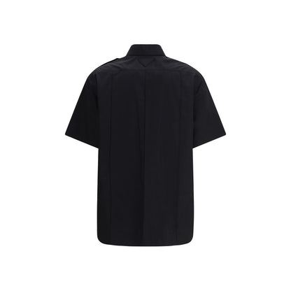 Camisa de manga corta de algodón negra Prada
