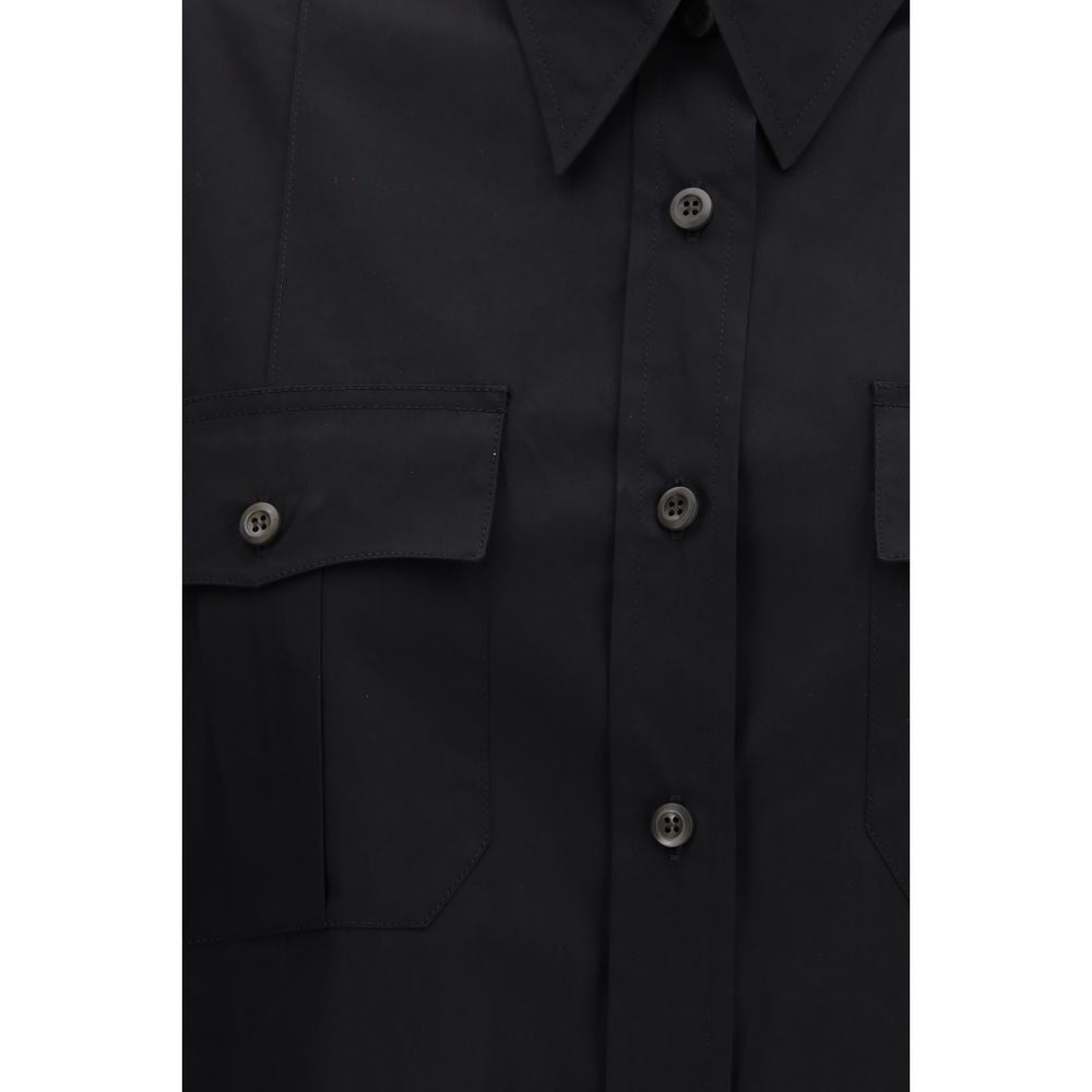 Camisa de manga corta de algodón negra Prada