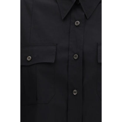 Camisa de manga corta de algodón negra Prada