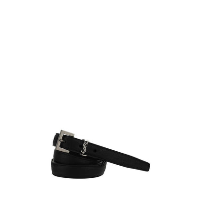 Cinturón delgado Saint Laurent negro de piel de cordero Ovis Aries