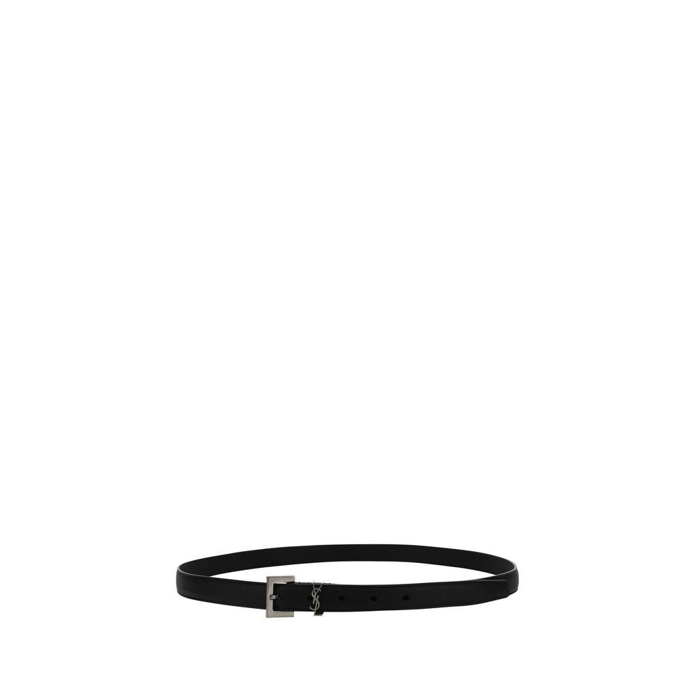 Cinturón delgado Saint Laurent negro de piel de cordero Ovis Aries