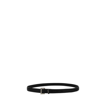 Cinturón delgado Saint Laurent negro de piel de cordero Ovis Aries