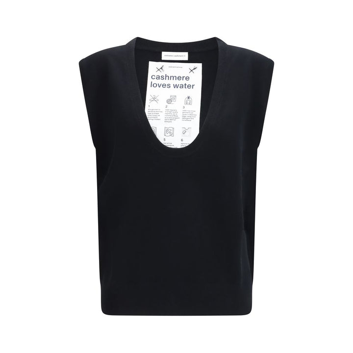 Extreme Cashmere Black Elastane Sleeveles Sweater