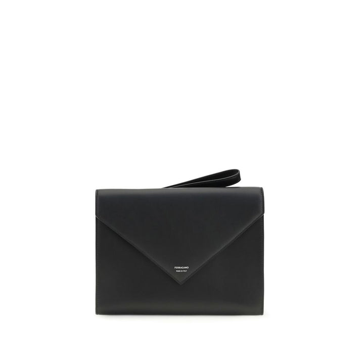 Cartera Ferragamo de piel de becerro negra Bos Taurus