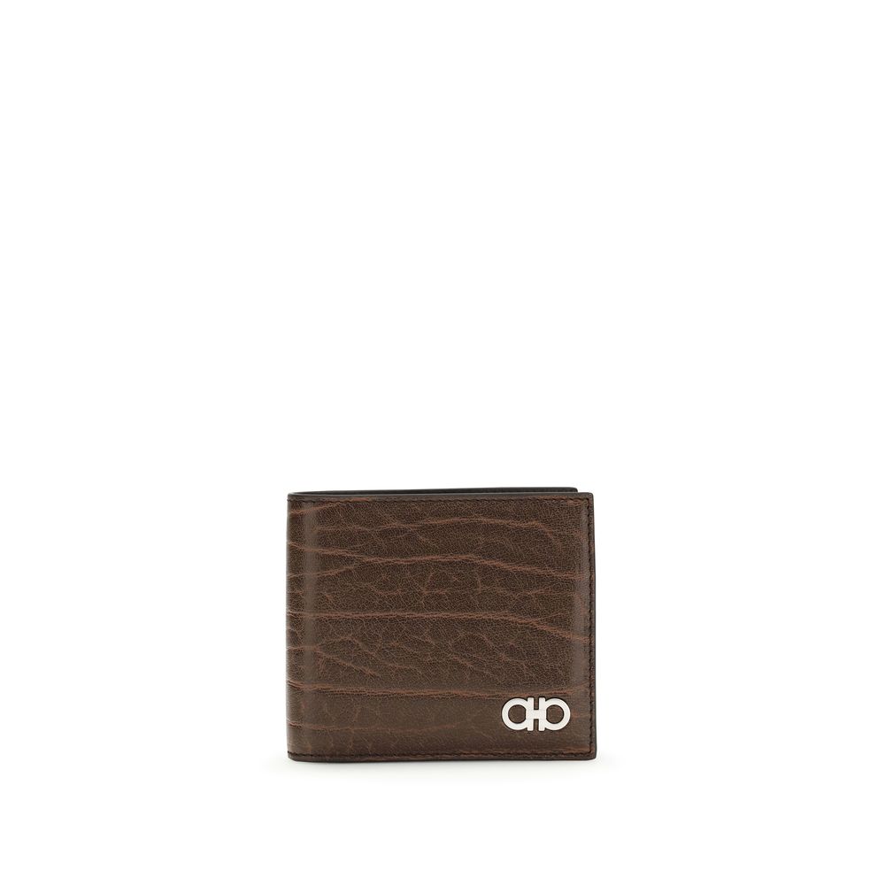 Billetera Ferragamo de piel de becerro marrón Bos Taurus