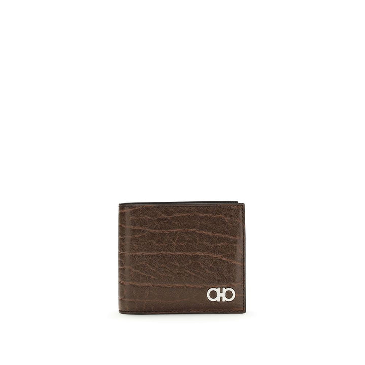 Billetera Ferragamo de piel de becerro marrón Bos Taurus