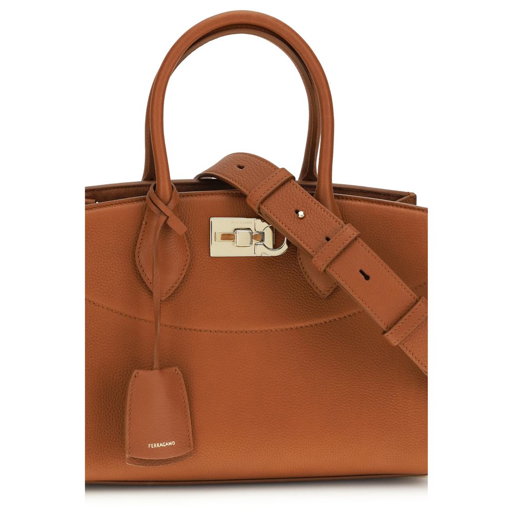 Sac à main Ferragamo en cuir de veau brun Bos Taurus