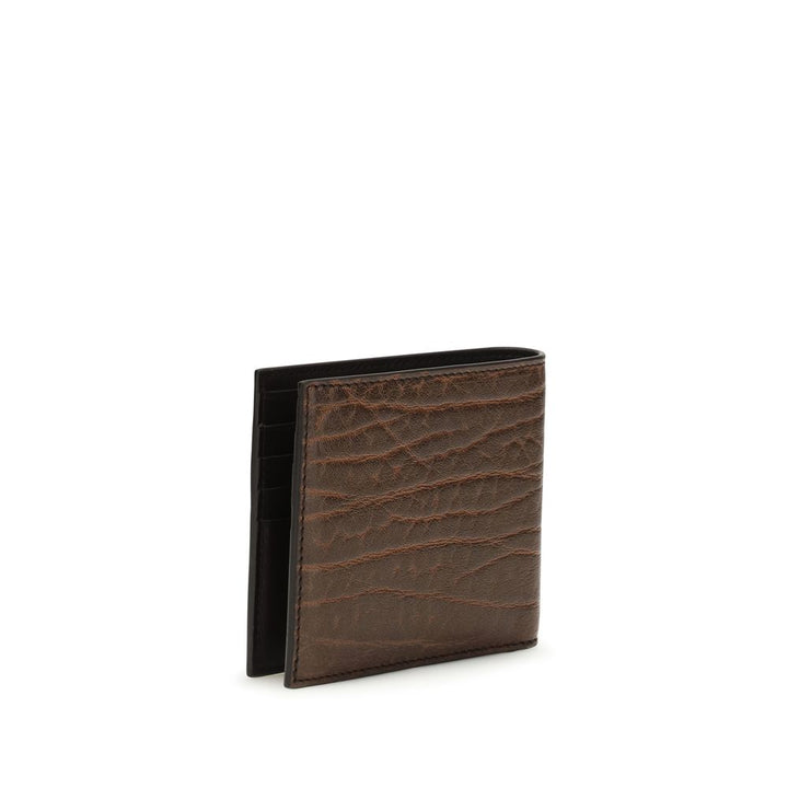 Billetera Ferragamo de piel de becerro marrón Bos Taurus