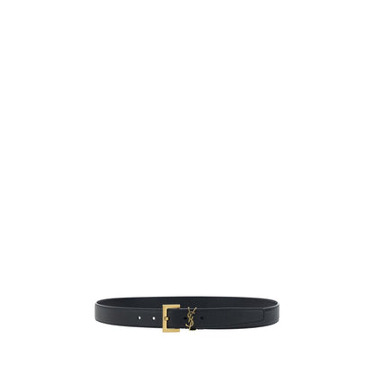 Cinturón regular Saint Laurent de piel de becerro negra Bos Taurus