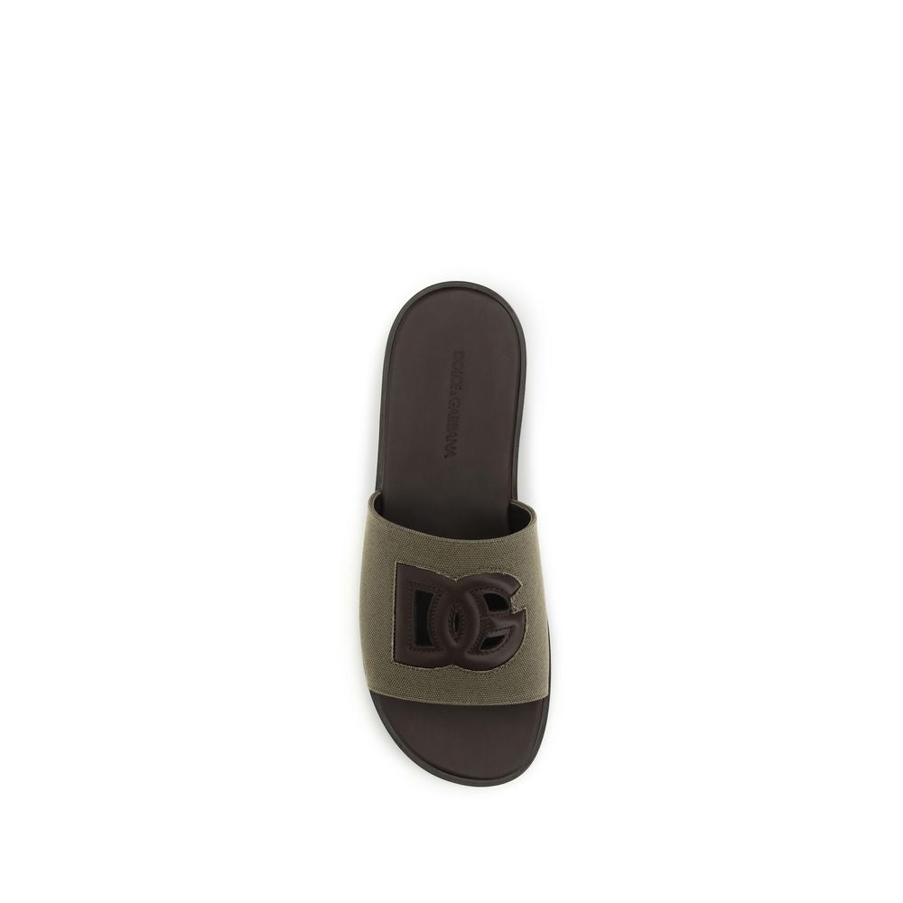 Sandalias planas bicolor de algodón Dolce & Gabbana
