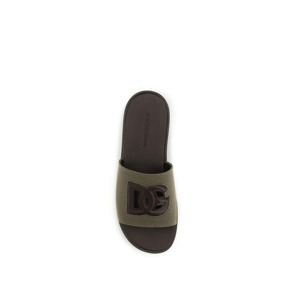 Sandalias planas bicolor de algodón Dolce & Gabbana