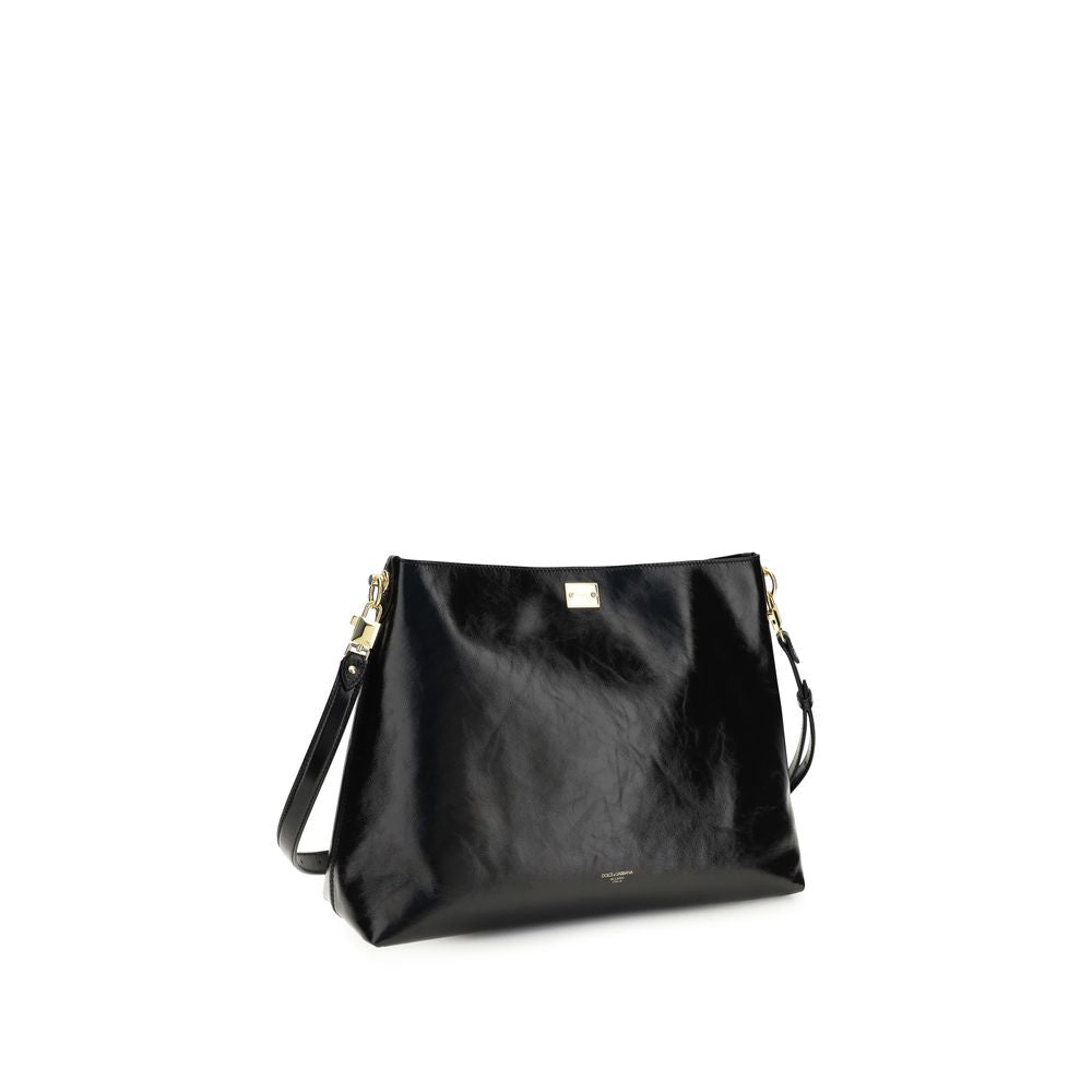 Bolso de Hombro de Piel de Becerro Negra Bos Taurus Dolce & Gabbana