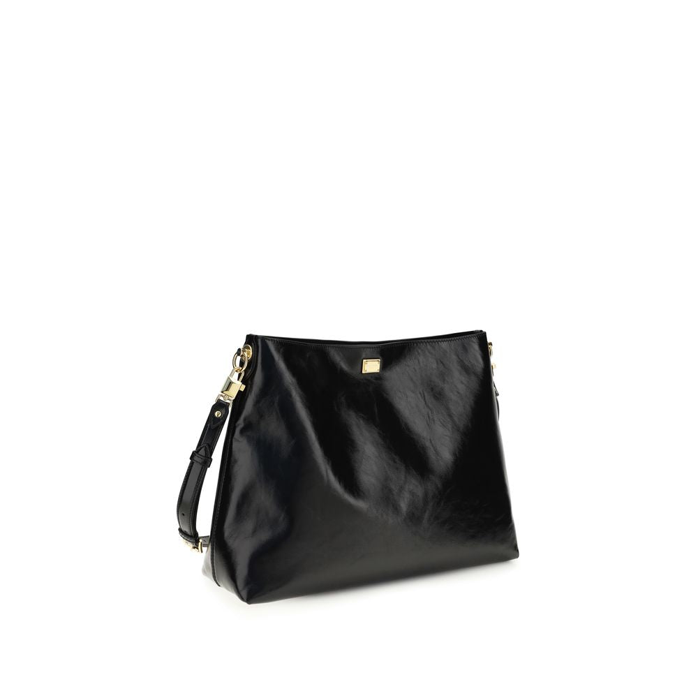 Bolso de Hombro de Piel de Becerro Negra Bos Taurus Dolce & Gabbana