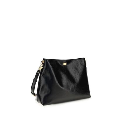 Bolso de Hombro de Piel de Becerro Negra Bos Taurus Dolce & Gabbana