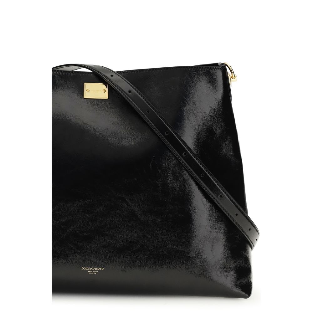 Bolso de Hombro de Piel de Becerro Negra Bos Taurus Dolce & Gabbana