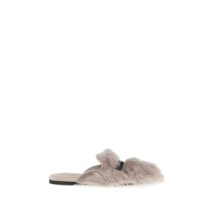 Mules grises de piel de cordero Ovis Aries Aries de Dolce & Gabbana