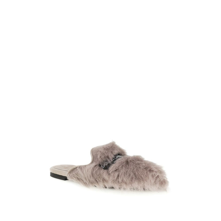 Mules grises de piel de cordero Ovis Aries Aries de Dolce & Gabbana