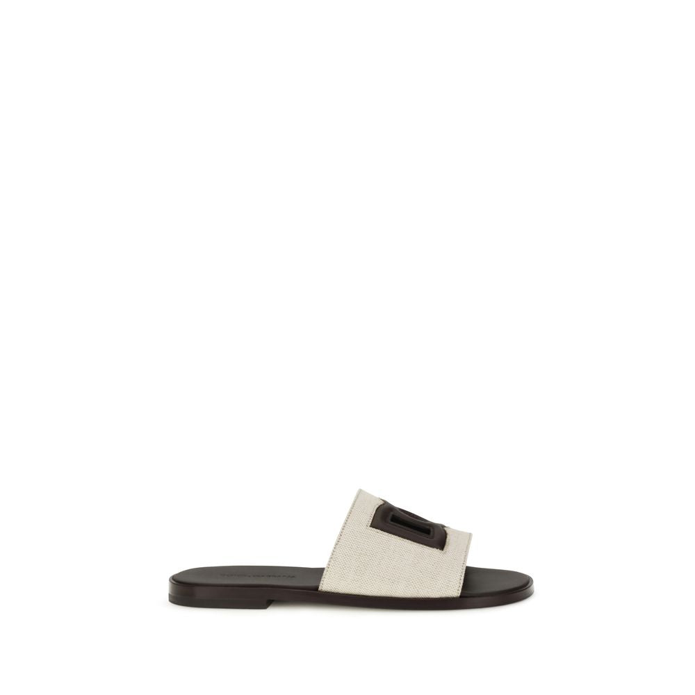 Sandalias planas Dolce & Gabbana de piel de becerro beige Bos Taurus