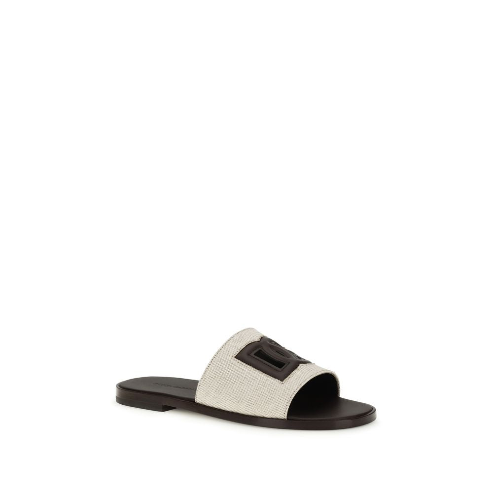 Sandalias planas Dolce & Gabbana de piel de becerro beige Bos Taurus