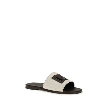 Sandalias planas Dolce & Gabbana de piel de becerro beige Bos Taurus