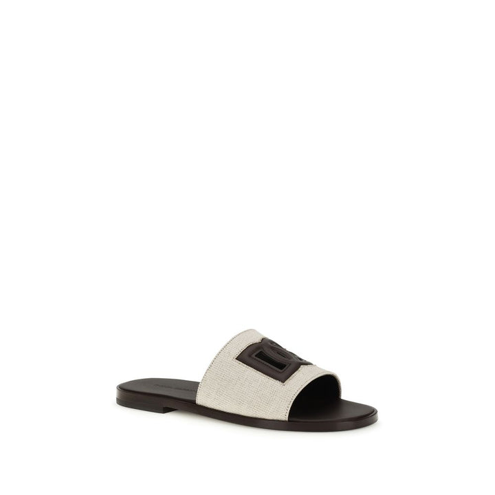 Sandales plates Dolce & Gabbana en cuir de veau beige Bos Taurus