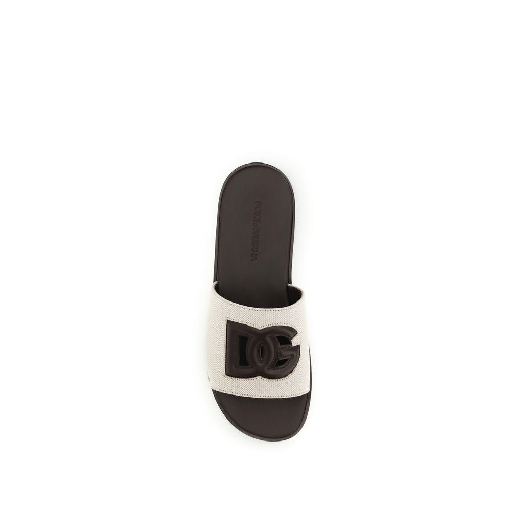 Sandalias planas Dolce & Gabbana de piel de becerro beige Bos Taurus