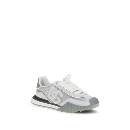 Dolce & Gabbana Gray Calf Leather Bos Taurus Athletic Sneakers
