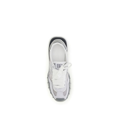 Dolce & Gabbana Gray Calf Leather Bos Taurus Athletic Sneakers