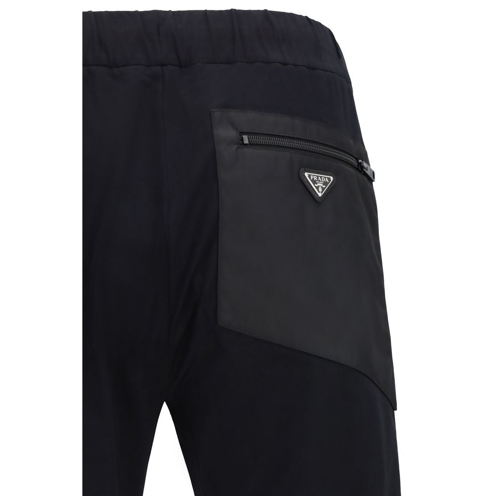 Pantalones deportivos negros de nailon de Prada