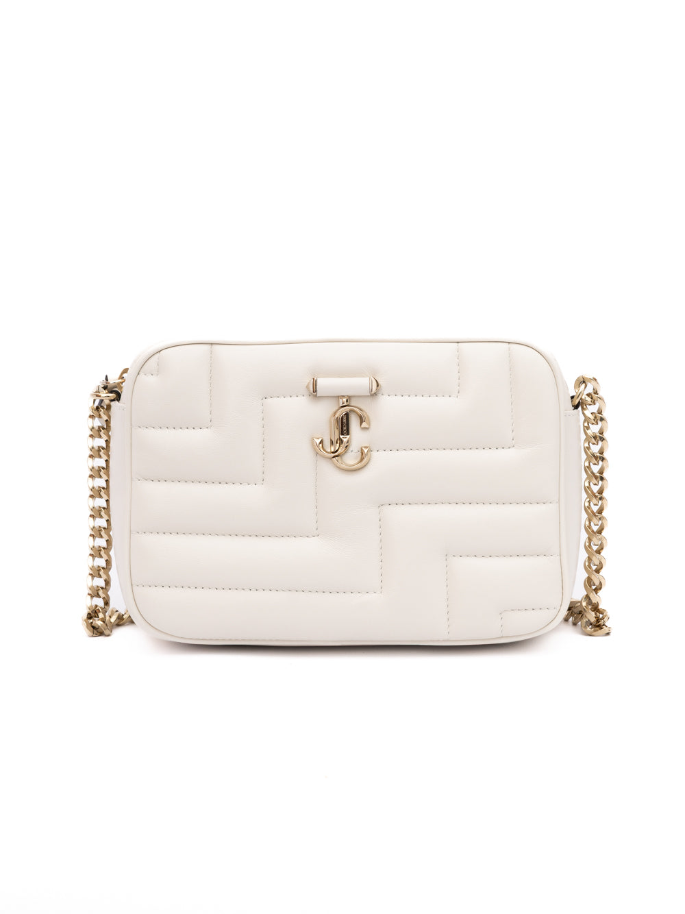 Bolso bandolera Jimmy Choo Avenue Camera de cuero blanco