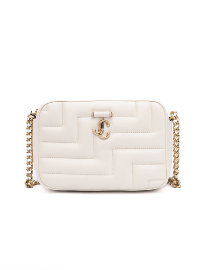 Bolso bandolera Jimmy Choo Avenue Camera de cuero blanco