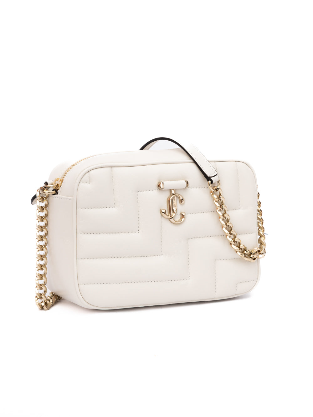 Bolso bandolera Jimmy Choo Avenue Camera de cuero blanco