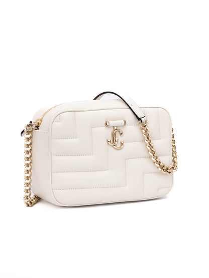 Bolso bandolera Jimmy Choo Avenue Camera de cuero blanco