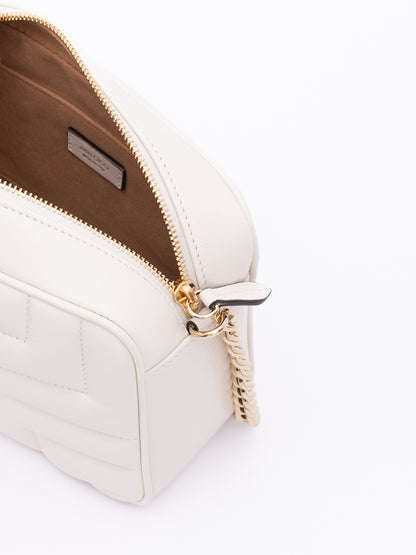 Bolso bandolera Jimmy Choo Avenue Camera de cuero blanco
