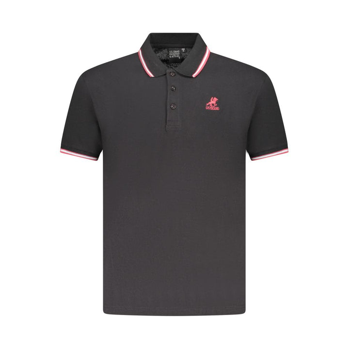 U.S. Grand Black Cotton Mens Polo Shirt