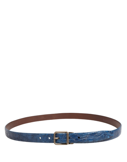 Cinturón Dolce & Gabbana de piel azul marino con hebilla de metal dorado