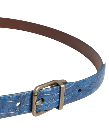 Cinturón Dolce & Gabbana de piel azul marino con hebilla de metal dorado