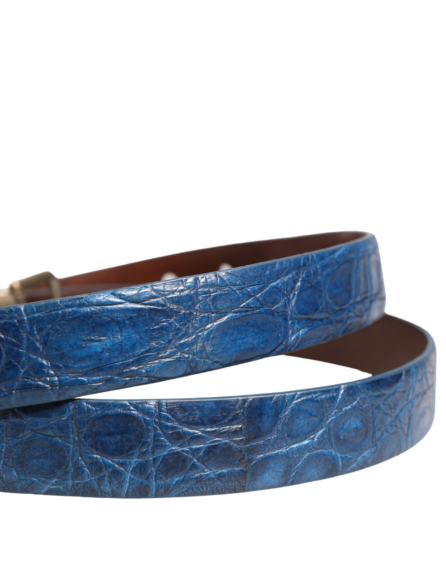 Cinturón Dolce & Gabbana de piel azul marino con hebilla de metal dorado