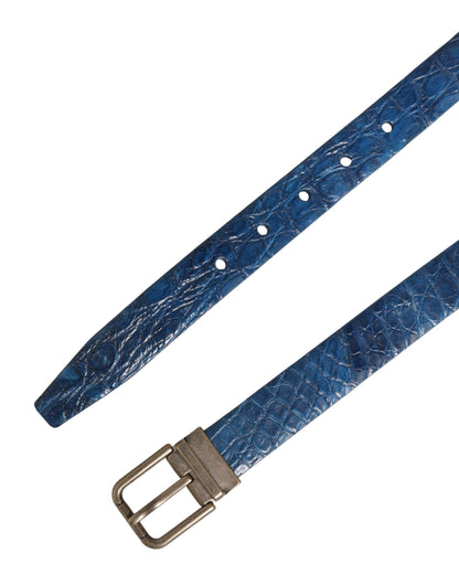 Cinturón Dolce & Gabbana de piel azul marino con hebilla de metal dorado